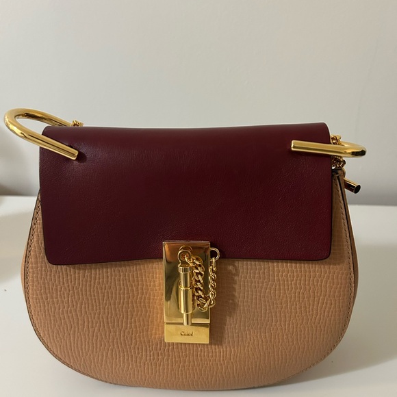 Chloe Handbags - Authentic Chloe Burgundy and Tan Crossbody Bag